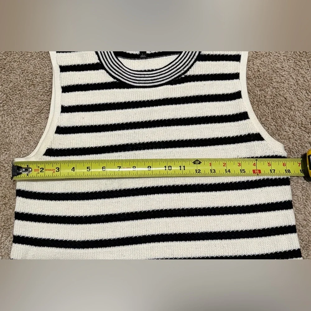 Talbots Sleeveless Top Black & White Stripes Size Large Cotton Blend Knit - Picture 4 of 6